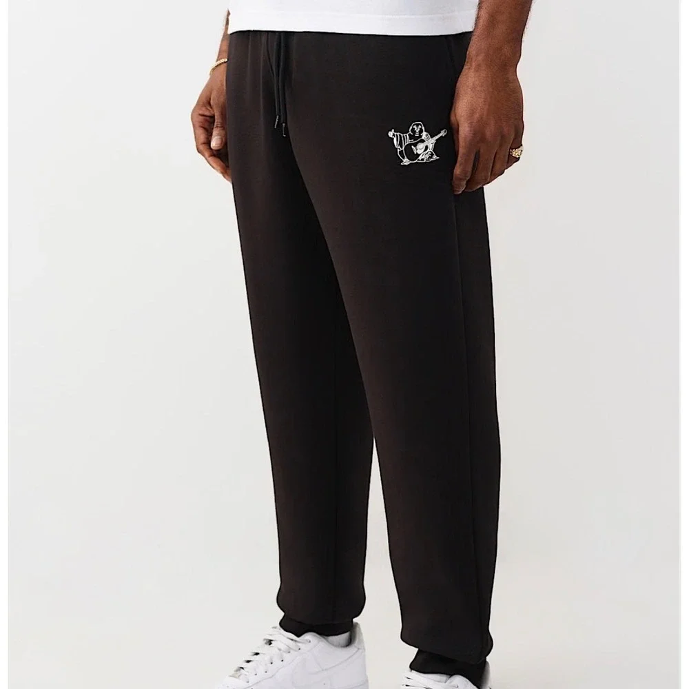 True Religion Fashion Senses Jogger Mens XXL Jet Black Solid Relaxed Fit New